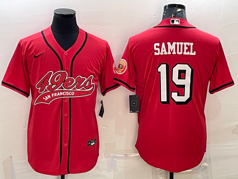 Men's San Francisco 49ers #19 Deebo Samuel New Red With Patch Cool Base Stitched Baseball Jersey